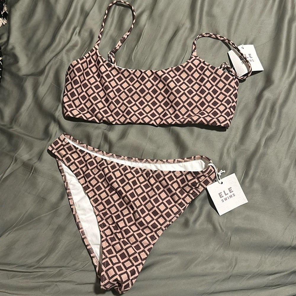 ELE SWIM Geometric Pink Bikini Set